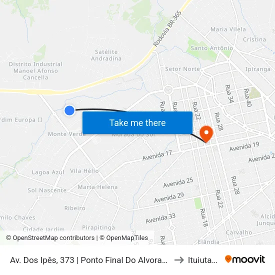 Av. Dos Ipês, 373 | Ponto Final Do Alvorada to Ituiutaba map