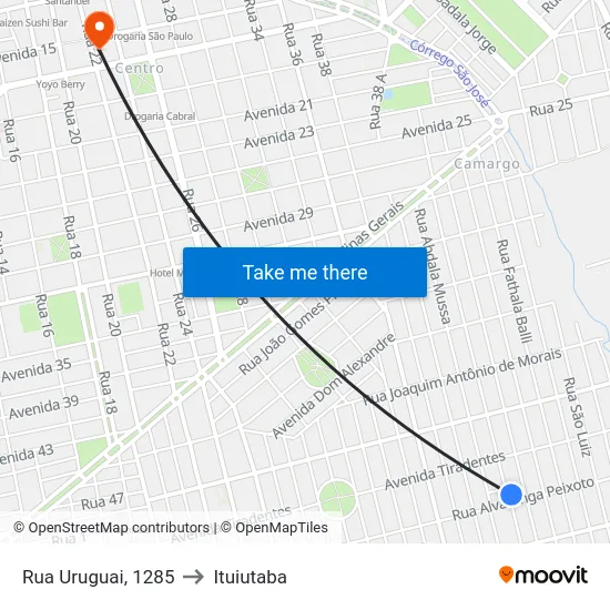 Rua Uruguai, 1285 to Ituiutaba map