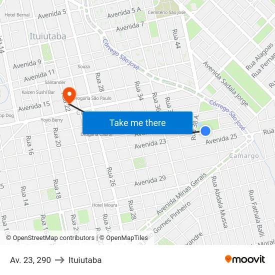 Av. 23, 290 to Ituiutaba map