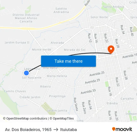 Av. Dos Boiadeiros, 1965 to Ituiutaba map