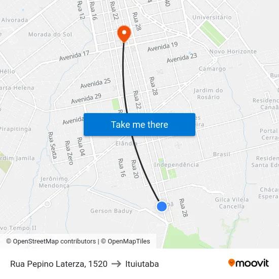 Rua Pepino Laterza, 1520 to Ituiutaba map