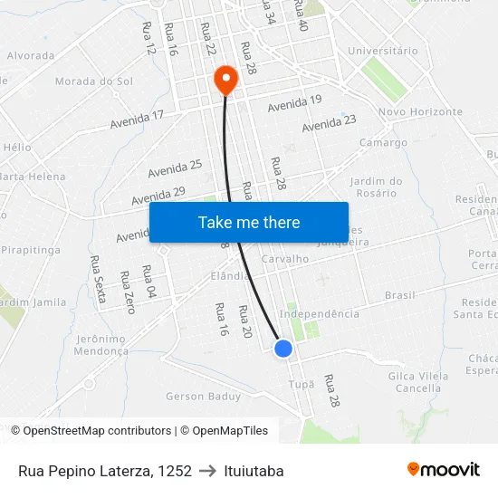 Rua Pepino Laterza, 1252 to Ituiutaba map