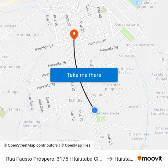 Rua Fausto Próspero, 3175 | Ituiutaba Clube to Ituiutaba map