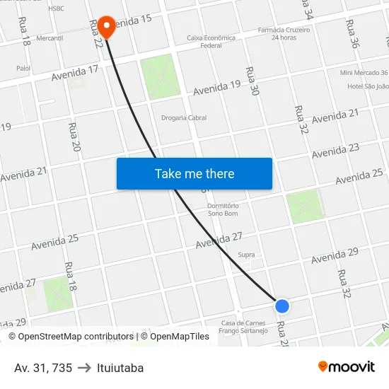 Av. 31, 735 to Ituiutaba map