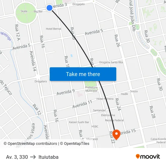 Av. 3, 330 to Ituiutaba map