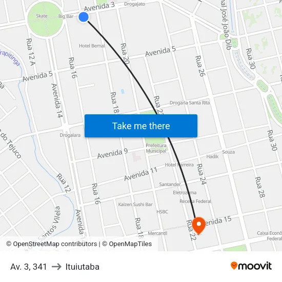 Av. 3, 341 to Ituiutaba map