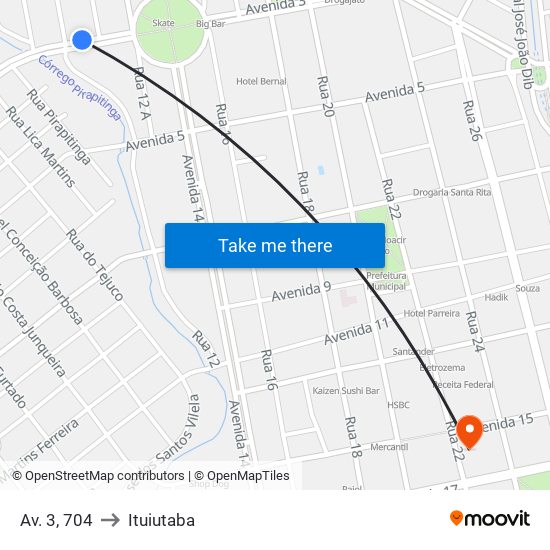 Av. 3, 704 to Ituiutaba map