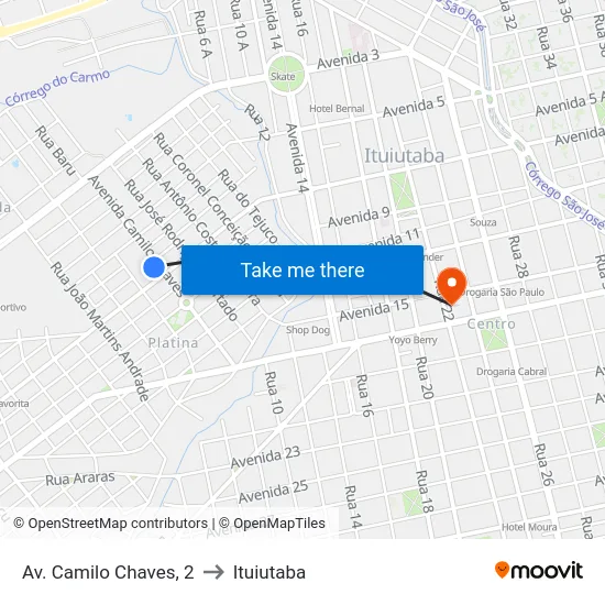 Av. Camilo Chaves, 2 to Ituiutaba map