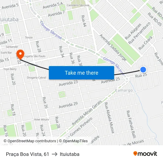 Praça Boa Vista, 61 to Ituiutaba map