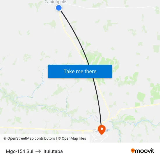 Mgc-154 Sul to Ituiutaba map