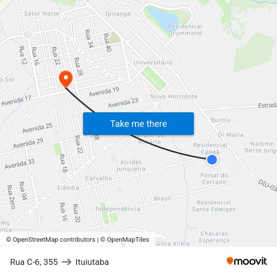 Rua C-6, 355 to Ituiutaba map