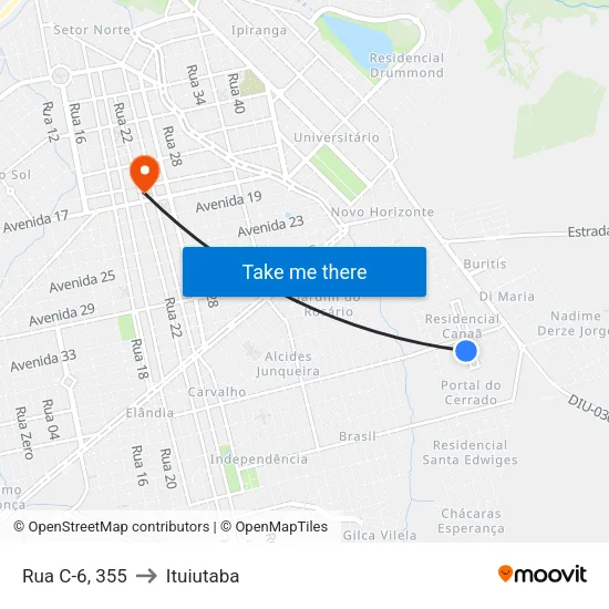 Rua C-6, 355 to Ituiutaba map