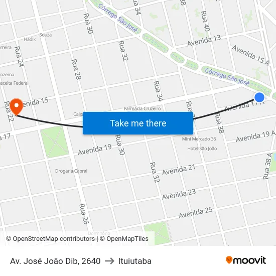 Av. José João Dib, 2640 to Ituiutaba map