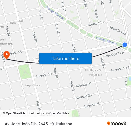 Av. José João Dib, 2645 to Ituiutaba map