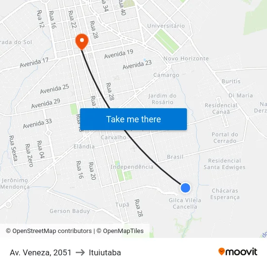 Av. Veneza, 2051 to Ituiutaba map