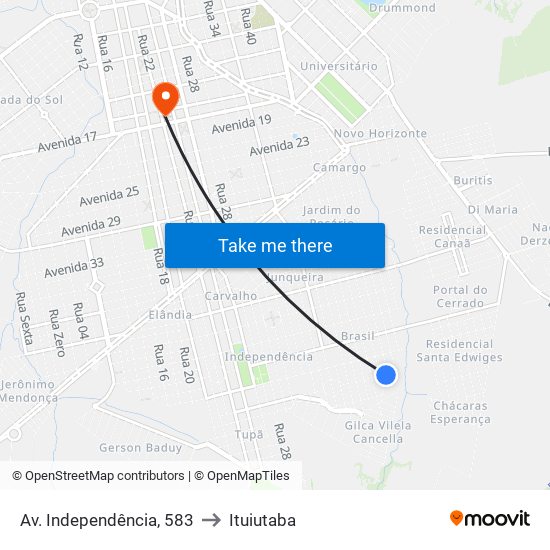 Av. Independência, 583 to Ituiutaba map