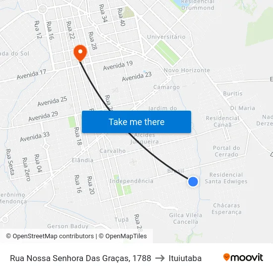 Rua Nossa Senhora Das Graças, 1788 to Ituiutaba map