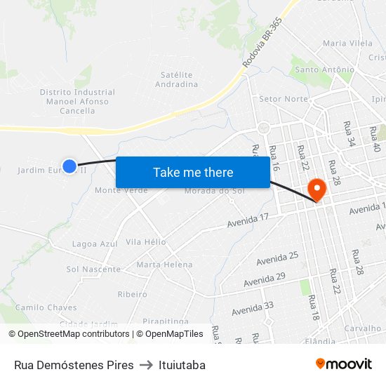 Rua Demóstenes Pires to Ituiutaba map