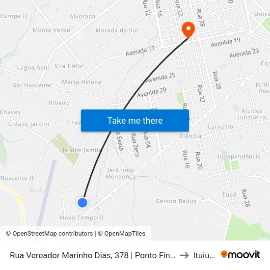 Rua Vereador Marinho Dias, 378 | Ponto Final Do Novo Tempo to Ituiutaba map