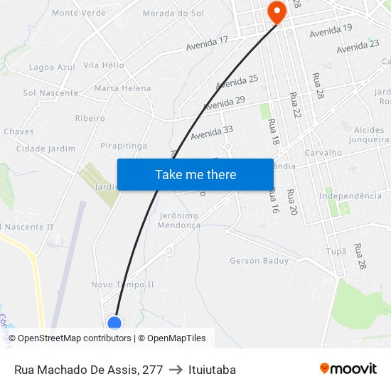 Rua Machado De Assis, 277 to Ituiutaba map