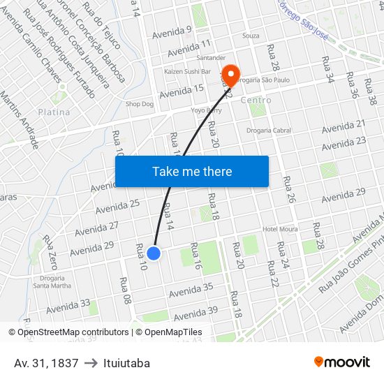 Av. 31, 1837 to Ituiutaba map