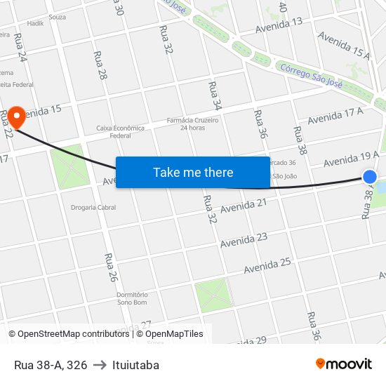 Rua 38-A, 326 to Ituiutaba map