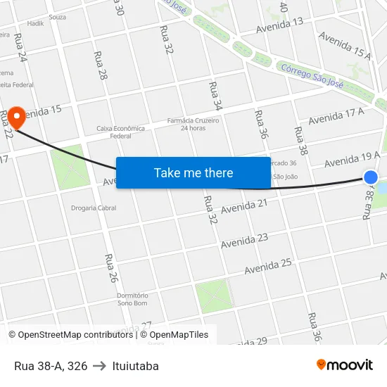 Rua 38-A, 326 to Ituiutaba map