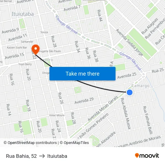 Rua Bahia, 52 to Ituiutaba map