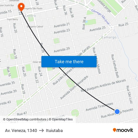 Av. Veneza, 1340 to Ituiutaba map