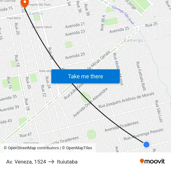 Av. Veneza, 1524 to Ituiutaba map