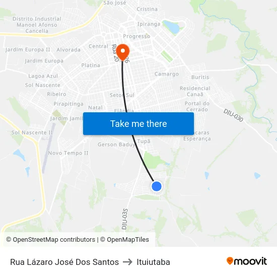 Rua Lázaro José Dos Santos to Ituiutaba map