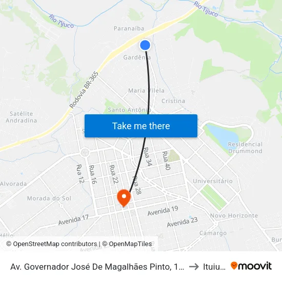 Av. Governador José De Magalhães Pinto, 115 | Chevrolet Autoclã to Ituiutaba map