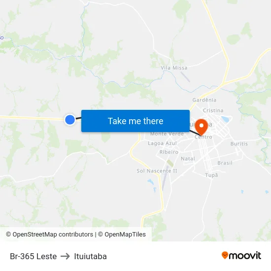 Br-365 Leste to Ituiutaba map