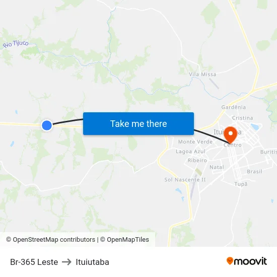 Br-365 Leste to Ituiutaba map