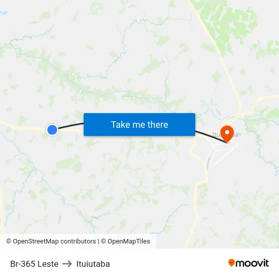 Br-365 Leste to Ituiutaba map