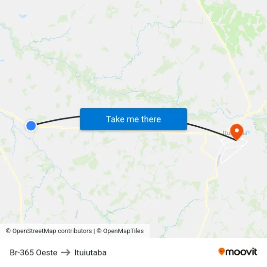 Br-365 Oeste to Ituiutaba map