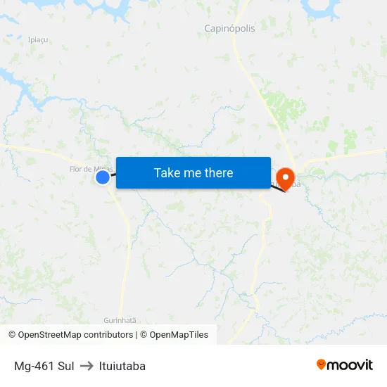Mg-461 Sul to Ituiutaba map