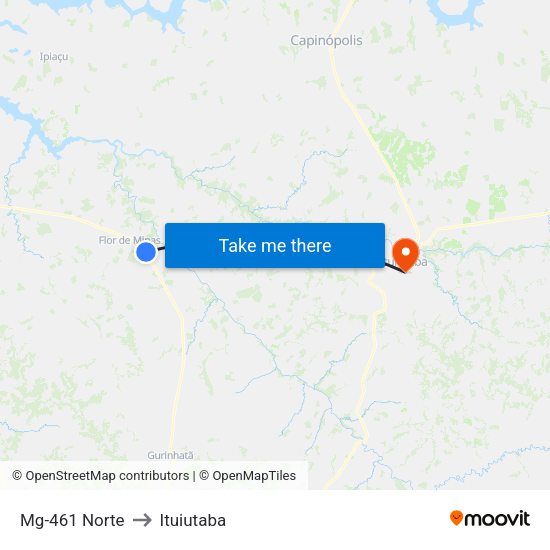 Mg-461 Norte to Ituiutaba map