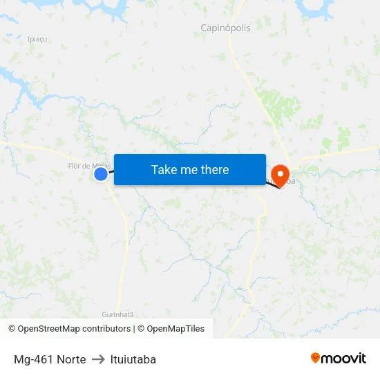Mg-461 Norte to Ituiutaba map