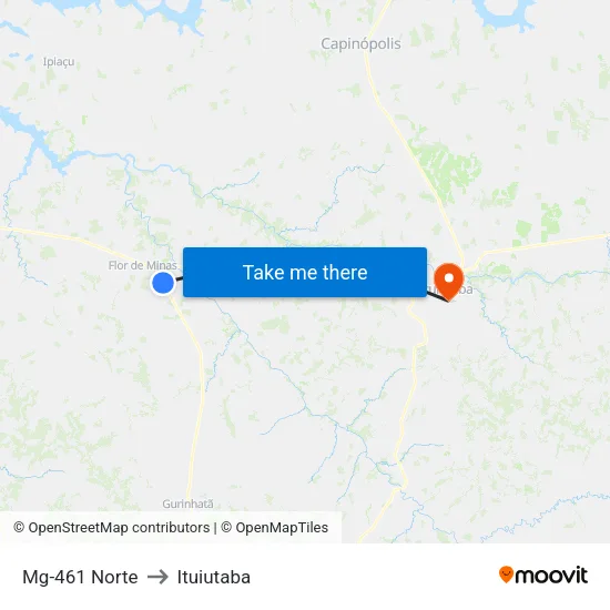 Mg-461 Norte to Ituiutaba map
