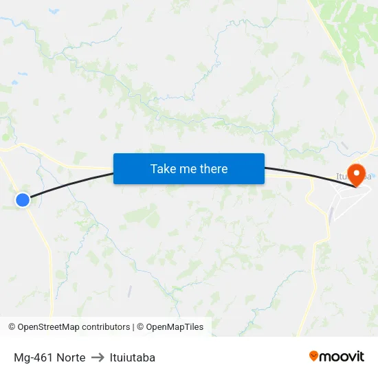 Mg-461 Norte to Ituiutaba map
