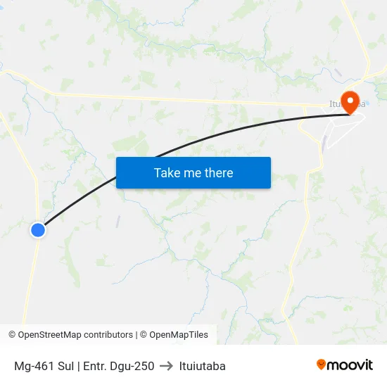 Mg-461 Sul | Entr. Dgu-250 to Ituiutaba map