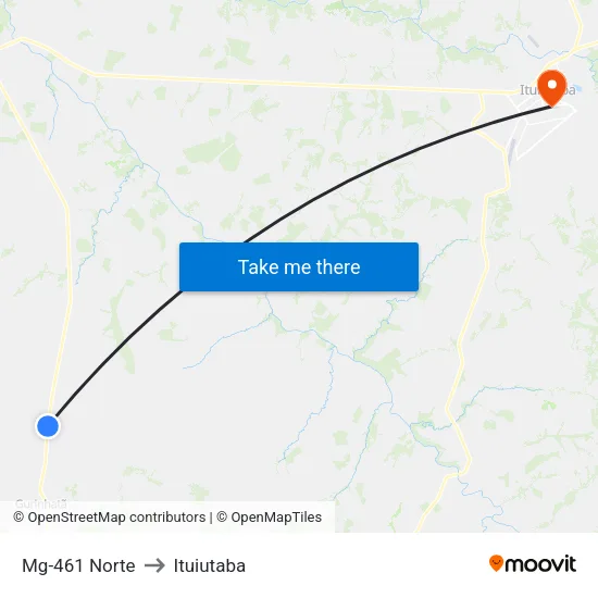 Mg-461 Norte to Ituiutaba map