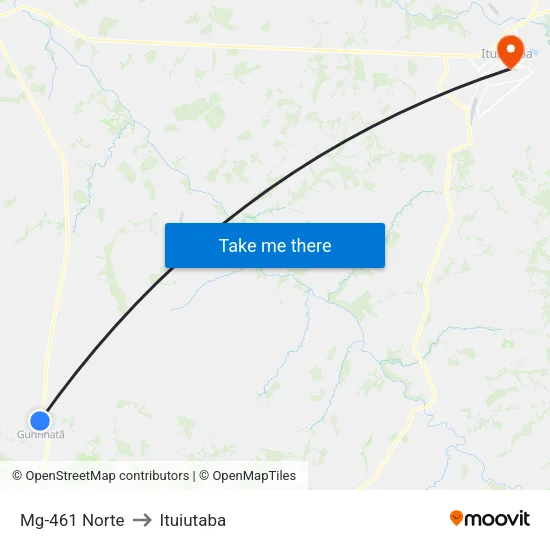 Mg-461 Norte to Ituiutaba map
