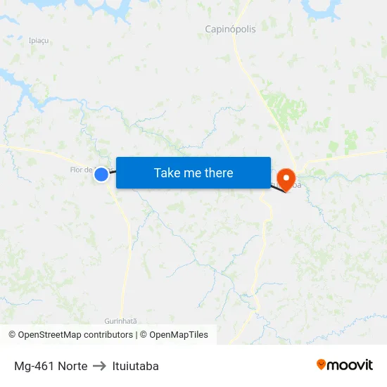 Mg-461 Norte to Ituiutaba map