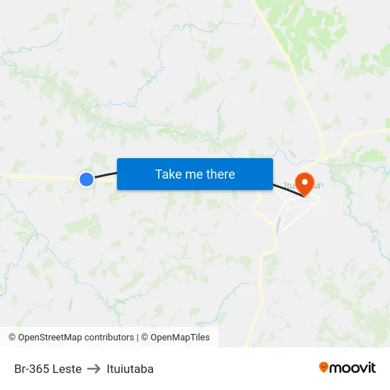 Br-365 Leste to Ituiutaba map