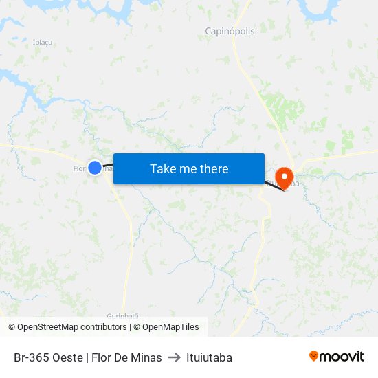 Br-365 Oeste | Flor De Minas to Ituiutaba map
