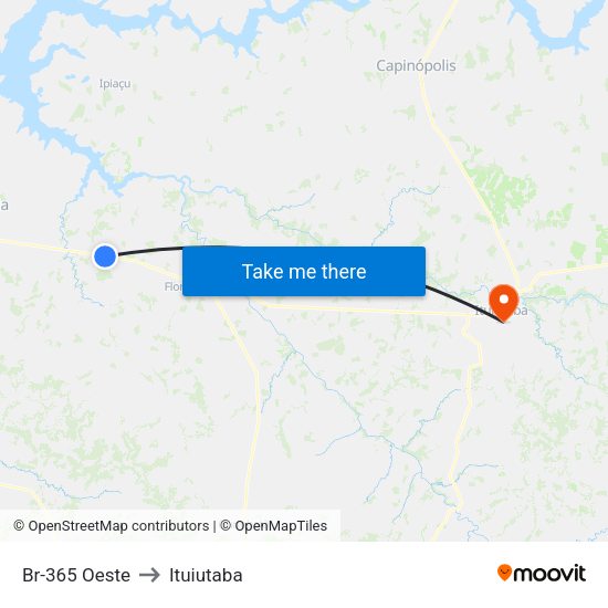 Br-365 Oeste to Ituiutaba map