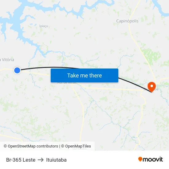 Br-365 Leste to Ituiutaba map