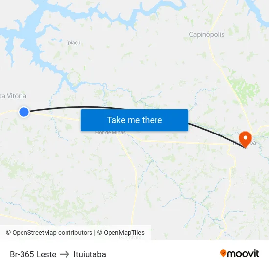 Br-365 Leste to Ituiutaba map